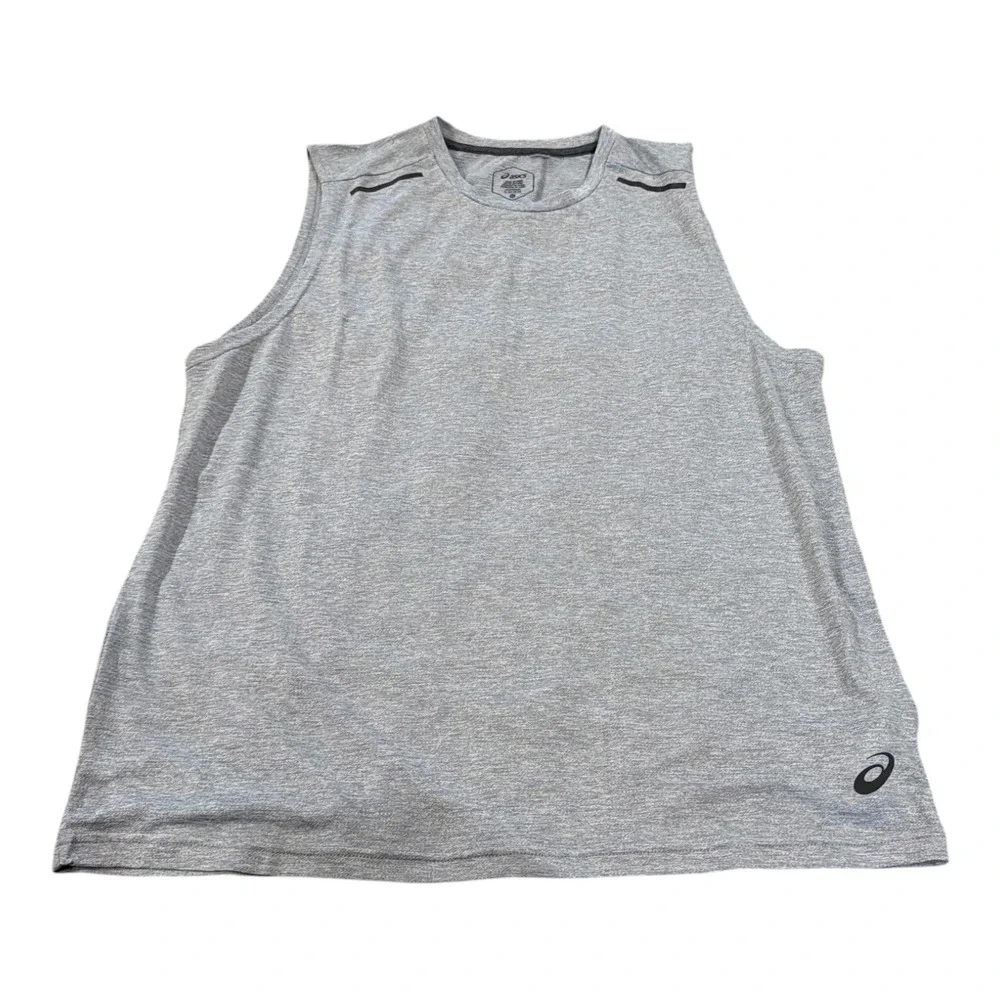 Asics Mens XL Sleeveless Running Shirt Heather Gray Reflective Athletic Tank Top